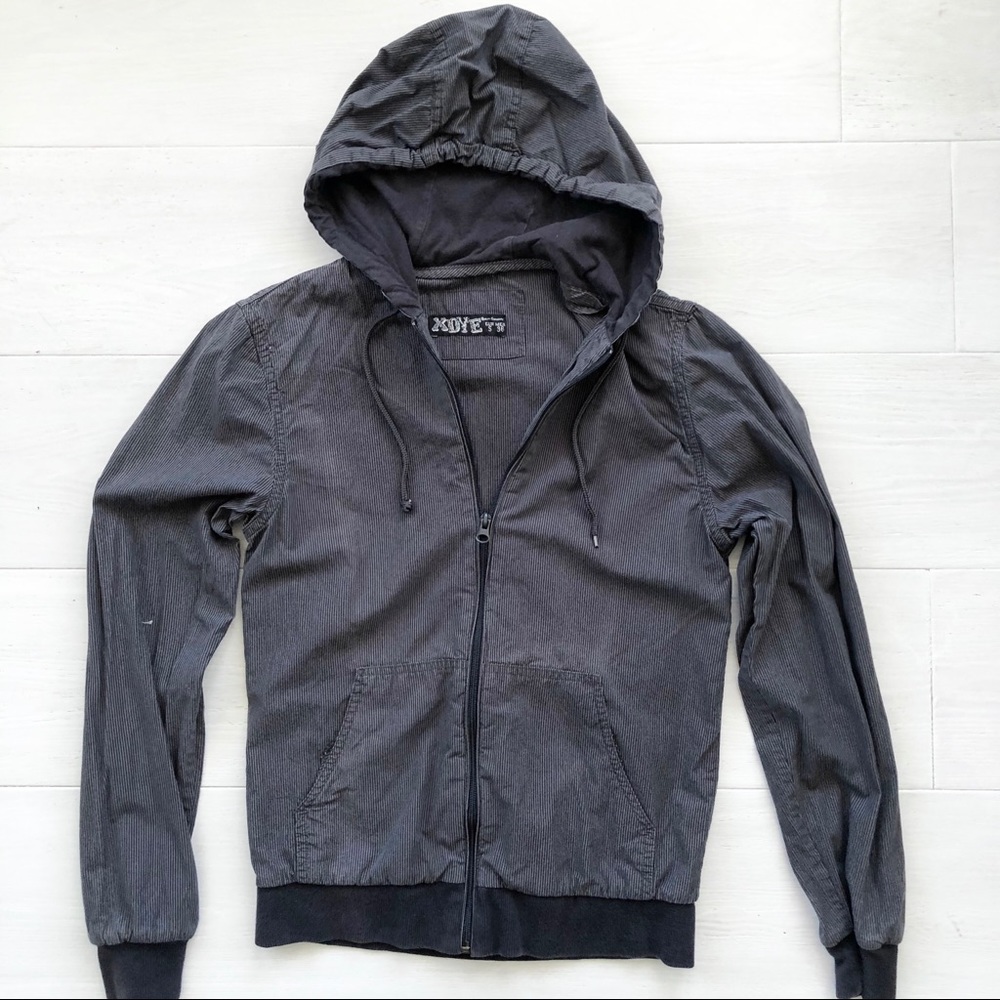 XDYE Navy Blue Pinstripe Zip Up Jacket